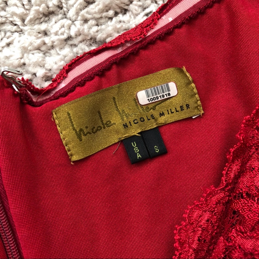 🔥NICOLE MILLER LACE OFF SHOULDER RED DRESS S - Picture 5 of 6